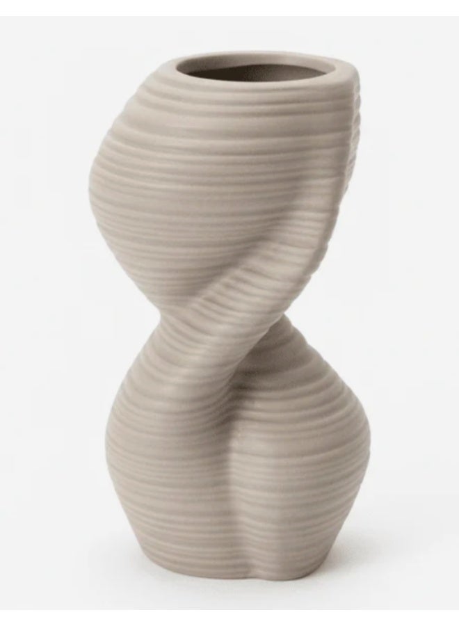 AKDC Modern Ceramic Decorative Flower Vase – Light Brown Elegant Artistic Shape for Home Décor, 20 × 10 cm - Image 4